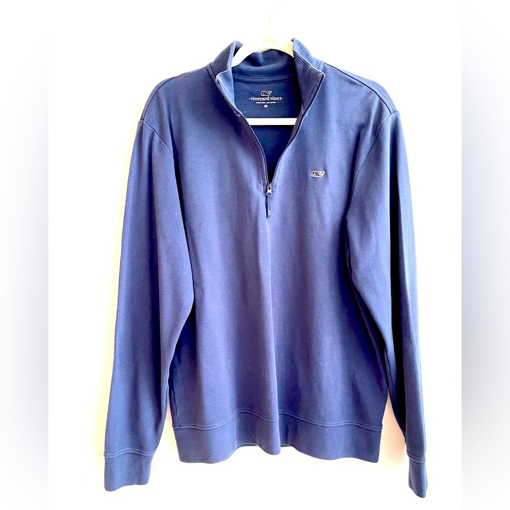 Vineyard Vines Navy Zip-Up Cotton Pullover